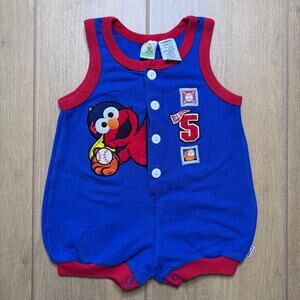 Vintage Sesame Street Elmo Baby Romper One Piece - Baseball Theme 90s - 12M